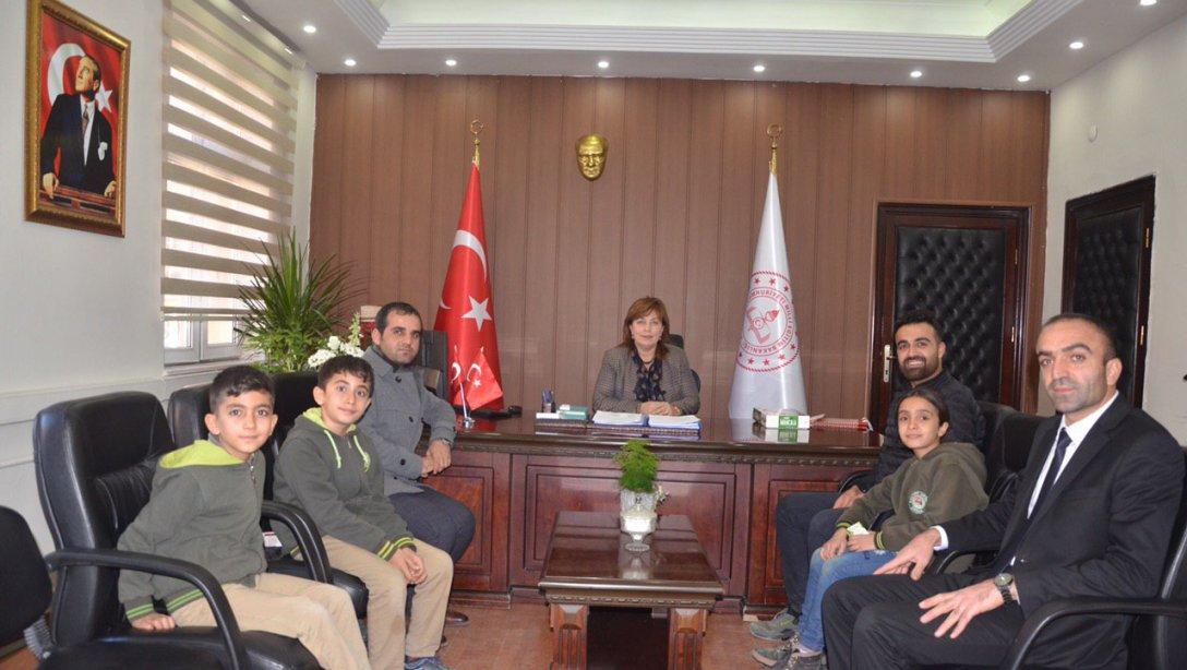 Türkiye Zeka Vakfının Gaziantep'te düzenlediği bölge turnuvasında Şırnak il birincisi olan Atatürk İlkokulu Zeka Oyunları Grubu öğrencileri, İl Milli Eğitim Müdürü Sayın Nazan ŞENER'i ziyaret ettiler.